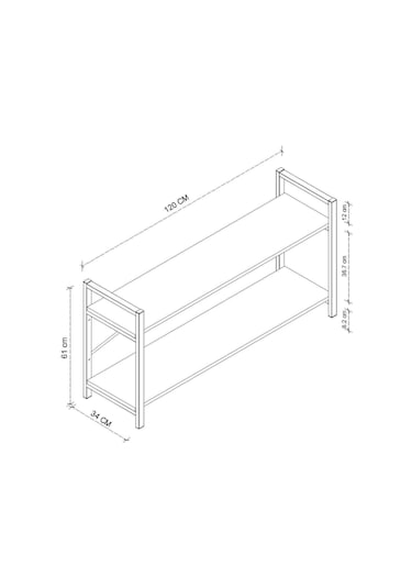 TV Ünitesi Dekoratif 2 Raflı Metal Ayaklı TV Sehpası Atlantik Çam
