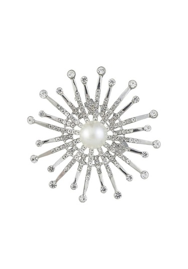 Trendooze Yaka Yaka Tanesi Suntek Kristal Kar Işıltılı İnci İmitasyon Cm Gümüş
