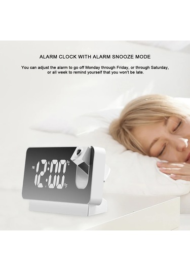 Led Dijital Çalar Saat 180 Kol Projeksiyon Çalar Saat Usb Çok Renkli