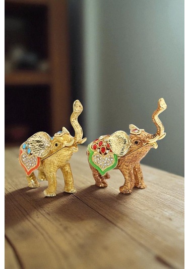 Kristal Taşlı Tekli Fil Figürü