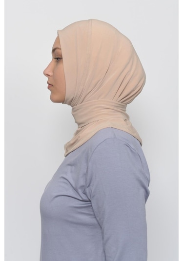 Çıtçıtlı Hazır Eşarp Hijap Bej