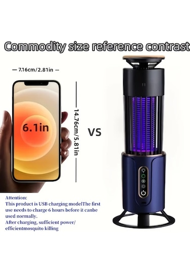 Boatshop1 Grey Usb Şarj Edilebilir Sivrisinek Kovucu Yatak Odası Ofis Ve Açık Hava İçin Çift Tasarım Sessiz Taşınabilir Büyük Pil Kapasiteli