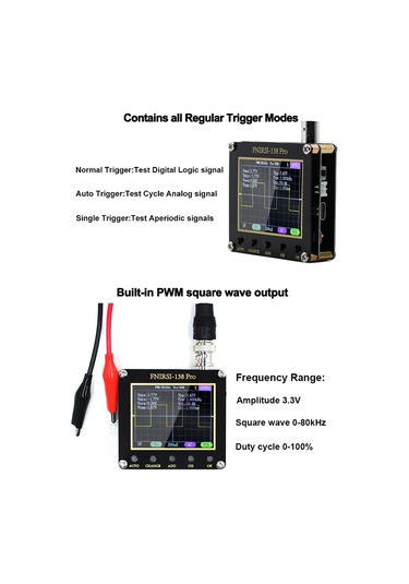 Mufunye Fnırsı 138pro El Tipi Dijital Osiloskop - 2.4" Ekran, Tek Tuşlu Otomatik Ayar, Pwm Kare Dalga Çıkışı, 3 Tetik Modu, Batarya Dahil