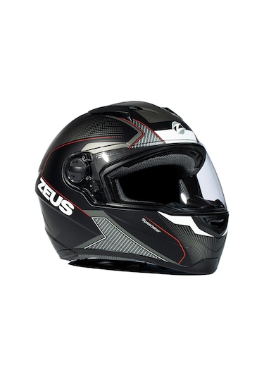 Zeus ZS-811A Al6 Matt Black White Red Kapalı Kask
