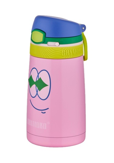 Shamobo 2li Set Pipetli Çelik Termos 350ml -6 Saat Isı Yalıtımı- Pembe - Açık Yeşil