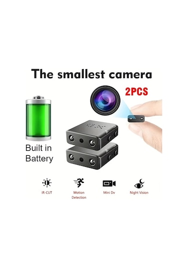 Xuweiwei Black Twopcs Mini Kamera Seti: Sd Destekli Ev Bebek Kedi Nöbetçi Kamera Hareket Algılama Dahili Pil
