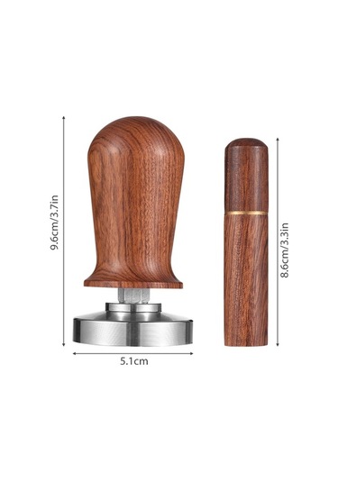 Bloomnest 51mm Espresso Tamper Ve Karıştırıcı Seti, Paslanmaz Çelik Tabanlı, Ahşap Saplı Barista Presi