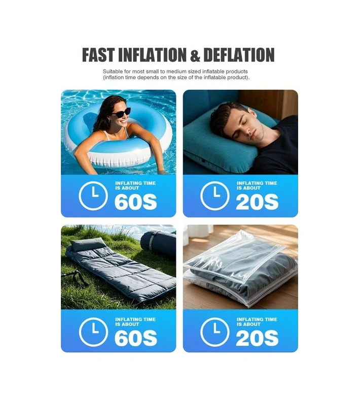 Willowhaven Yeşil Mini Şişirme Pompası 1600mah Bataryalı Kamp Lambalı Şişme Yatak Havuz Oyuncağı