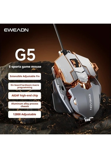 Willowhaven Eweadn G5 Sesli Oyun Faresi 8 Butonlu Metal Mekanik Kablolu Usb Makro Diğer