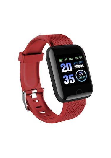 Xindoker Kırmızı 1.3 İnç Renkli Ekran Akıllı Bileklik - Kalp Atımı, Kan Basıncı, Spor Adımı, Uyku İzleme Sağlık Takip Cihazı Çok Renkli