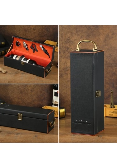 Cordial Siyah 1 Tek Sarap Sisesi Hediye Kutusu Aksesuar Seti Tasinabilir Tasima Kilifi Sise Tutucu Parti Ev Ve Koleksiyon İcin