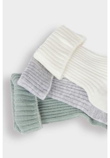 Defacto Kız Bebek Kaydırmaz Taban 3lü Pamuklu Uzun Çorap E4760a5nsgn2 Yeşil