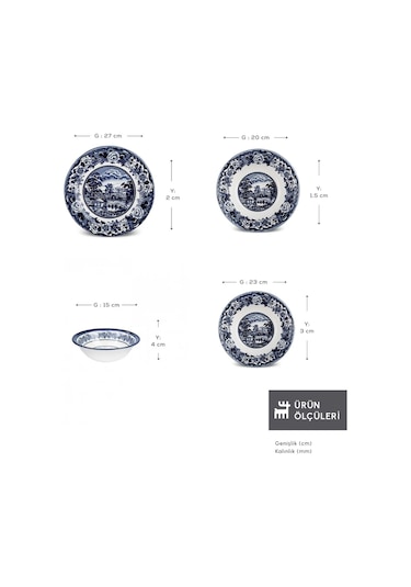 Karaca  Old Town 24 Parça 6 Kişilik Yemek Takımı