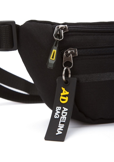 Unisex Çapraz Askılı Telefon Bölmeli Bel Ve Omuz Çantası Siyah