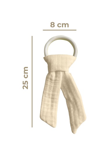 Pamuk Muslin Bebek Diş Kaşıyıcı Yıkanabilir Ahşap Bej