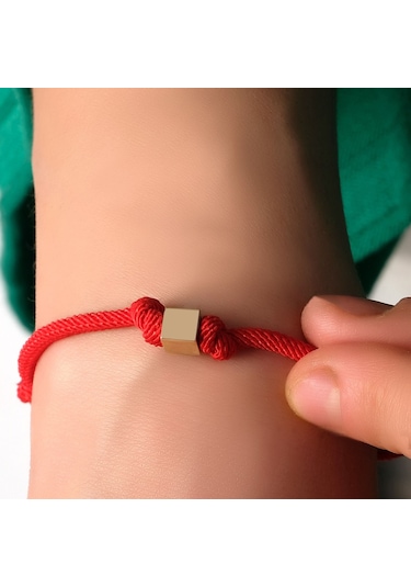 Küp Ipli Unisex Bileklik Sarı Altın