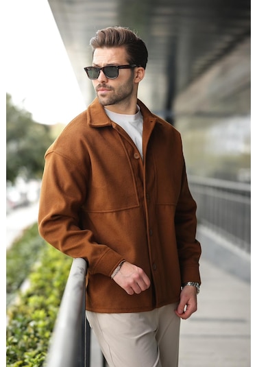 Kahverengi Kaşe Gömlek Ceket E6765 Kahverengi