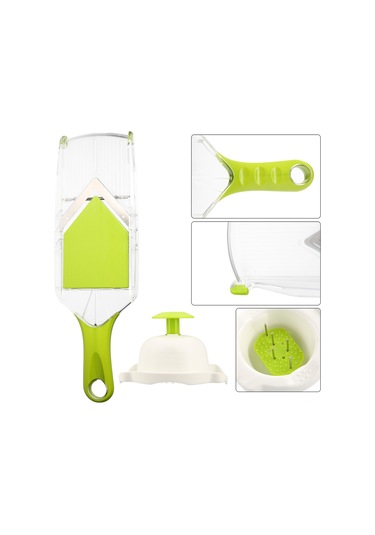 Yaozixa Paslanmaz Çelik Mutfak Dilimleyici - 5 Bıçaklı Ayarlanabilir Sebze Ve Peynir Rendeleyici Yeşil