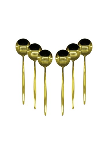 6 Pcs Gold Yemek Kaşık Seti 5131 Düz