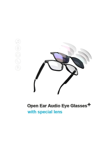 Honeybeeshop Siyahtı Emaye Klipsli Akıllı Çok Fonksiyonlu Gözlükler Sesli Arama Hıfı Ses Hd Uv Koruyucu Cam Mikrofon Hoparlör Sürüş Kamera