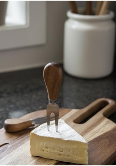 Akasya Peynir Tabağı - Peynir Sunumluk Seti- 4 Parça Kahverengi