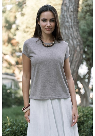 Bohemai Suva Kısa Kol Vizon T-shirt Vizon