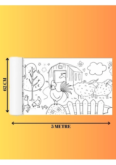 Hayvanları Öğreniyorum Boyama Kağıdı Çiftlik Hayvanları 5 Metr