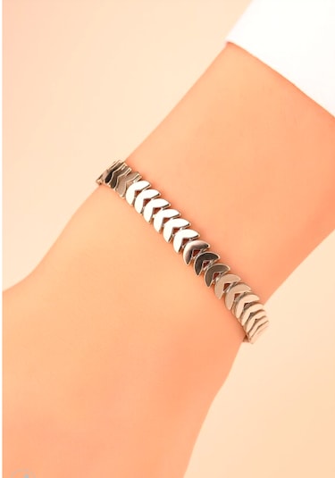 Zarif Kadın Çelik Takı Balık Kılçığı Desen -gümüş Renk Balık Kılçığı Model Bileklik-dayanıklı Paslanmaz Çelik Bileklik Gümüş