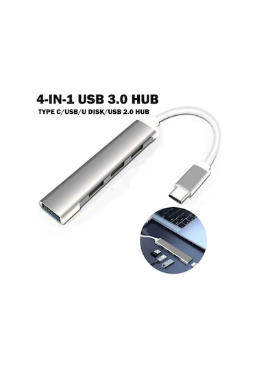 Type-C To 4 Port Usb 3.0 Çoklayıcı Dönüştürücü Adaptör Otg