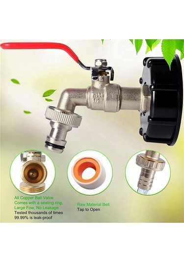 Ulzyvf İbc Konteyner 1/2 İnç Pirinç Ibc Tankı Aksesuarları S60x6 Su Deposu 1000l Ibc Adapte İçin