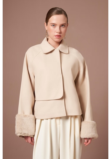 Ftz Women Kadın Kaşe Kısa Kaban Beige 31279 Beige