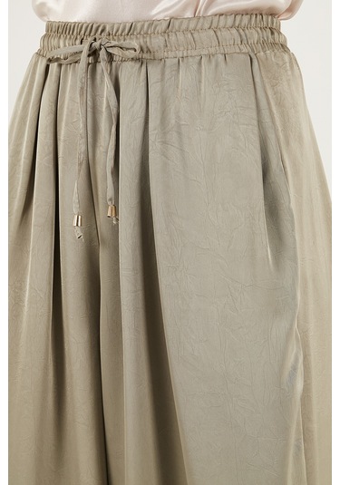 Lela Oversize Bağlamalı Balon Paça Saten Şalvar Bayan Pantolon 68351199 Çağla Yeşili