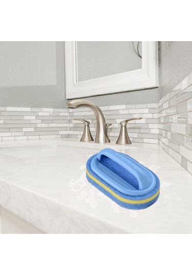 Yaleker Mavi El Fırçasıyla Fibre Pamuklu Temizleyici - Banyo, Tuğla, Havuz İçin 3 Katlı Kalın Yapı Mavi