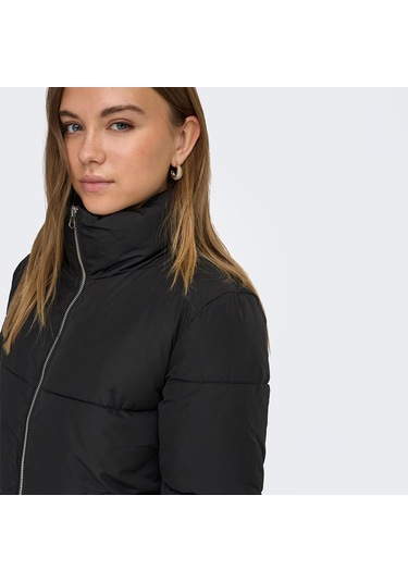 Jacqueline De Yong Newerica Life Short Padded Kadın Siyah Dik Yaka Ceket Siyah