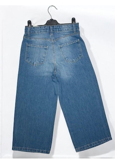 Escabel Kız Çocuk Taşlı Geniş Paçalı Jean Pantolon-15699 Mavi