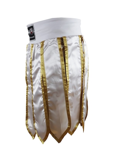 Dragondo Mt3031 Muay Thai Kick Boks Şortu Taytlı Püsküllü Şort Beyaz