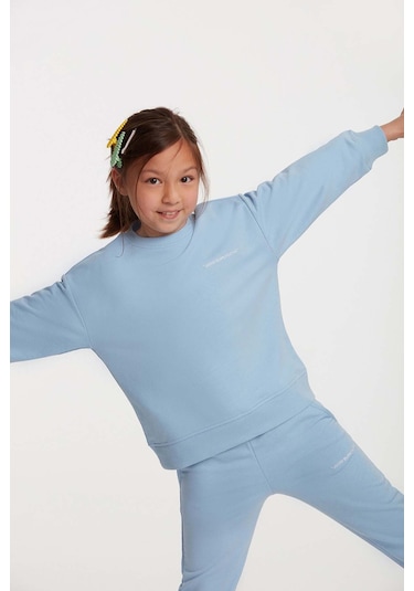 Grımelange Jabor Kız Çocuk Nakışlı Bisiklet Yaka Comfort Mavi Eşofman Takımı Mavi