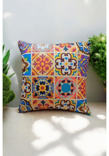 Modern Tarz Dijital Baskılı 4 Lü Dekoratif Kırlent Kılıfı Seti 43x43 Cm Şık Ve Renkli Tasarımlar Turuncu - Çok Renkli