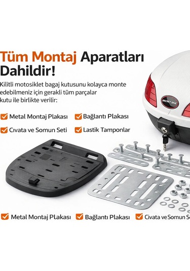 33 Lt Motosiklet Arka Çanta Bagaj Sepeti Kilitli Reflektörlü Beya Diğer