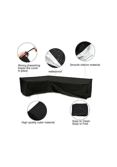 Ağır Hizmet Tipi Açık Kanepe Kapak, 100% Su Geçirmez 600d Teras Kanepe Kapak, Bahçe Veranda Mobilya Kapak L Şekli 215 215 87 Cm Altın