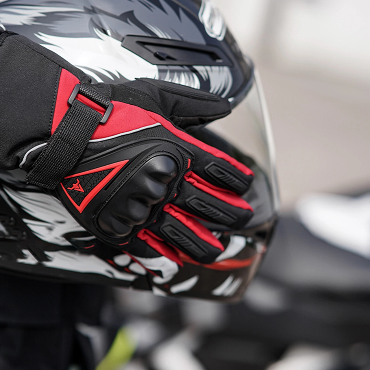 Dofolink Kış Motosiklet Eldiveni - Gece Yansıtan Dokunmatik Ekranlı Su Geçirmez Soğuk Hava Eldiveni Siyah-m