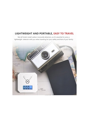 Moveevo Co Alarmı: Karbonmonoksit Kaçak Dedektörü, Sesli Ve Işıklı Uyarı, Lcd Ekran, Pil Uyarısı, Taşınabilir Tasarım