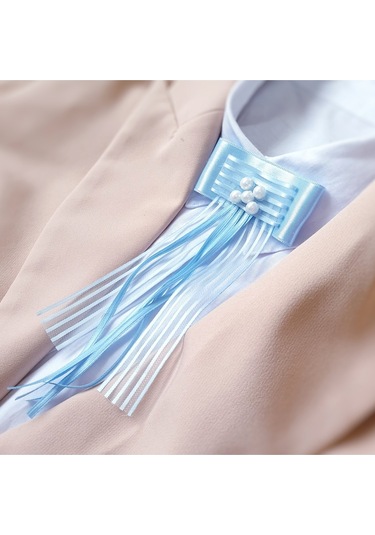 Pegu Lux Kurdele İncili Aksesuarlı Mavi Yaka Gömlek Ceket Broş, Yaka İğnesi 40 Mavi