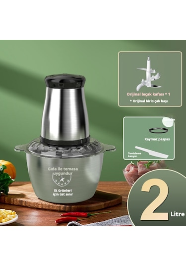 Snapbuy 2lt Paslanmaz Çelik Hazneli Yüksek Güçlü Ev Tipi Kıyma Ve Sebze Doğrayıcı Makine