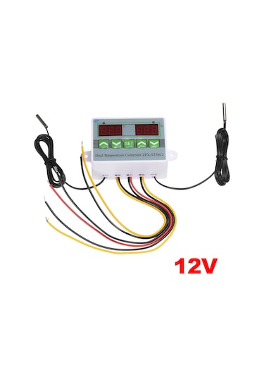 Hombey Zfx-st3012 12v Çift Ekranlı Çift Kontrollü Sıcaklık Kontrolörü - Soğutma Ve Isıtma İçin Akıllı Termostat