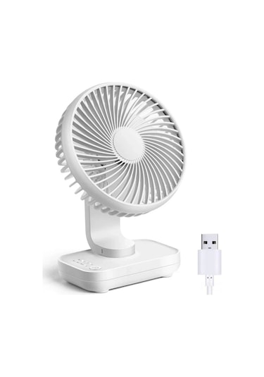 Maiyame Usb Şarjlı Mini Masa Fanı, 4000mah Pil İle 4 Hız Ayarı, Taşınabilir Sessiz Soğutma, Kolay Temizlenir - Beyaz/mavi/pembe