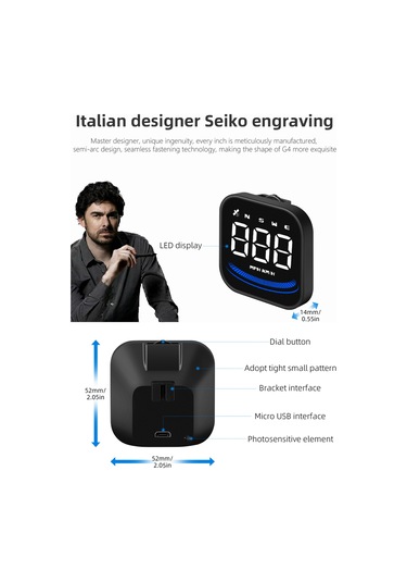 Wezone Siyah Otomobil Gps Gösterici - Hız, Yön, Uydu Sayısı, Birim Değişimi, Hız Ve Yorgunluk Alarmı