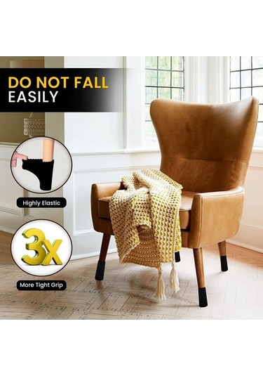 Besthome1 6'lı Siyah Poliester Masa Sandalye Koruması - Çift Katlı, Kaymaz, Ses Yankı Azaltıcı