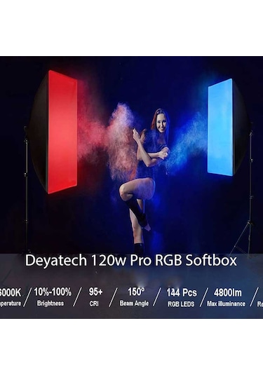 Deyatech 60 x 90 Cm 120W Rgb Softbox 2'li Set Led Video Ve Fotoğraf Çekim Işıgı