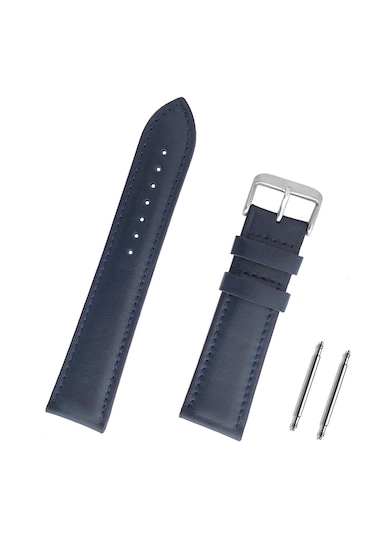 Saatse 20mm Lacivert Hakiki Deri Saat Kordonu Kayış